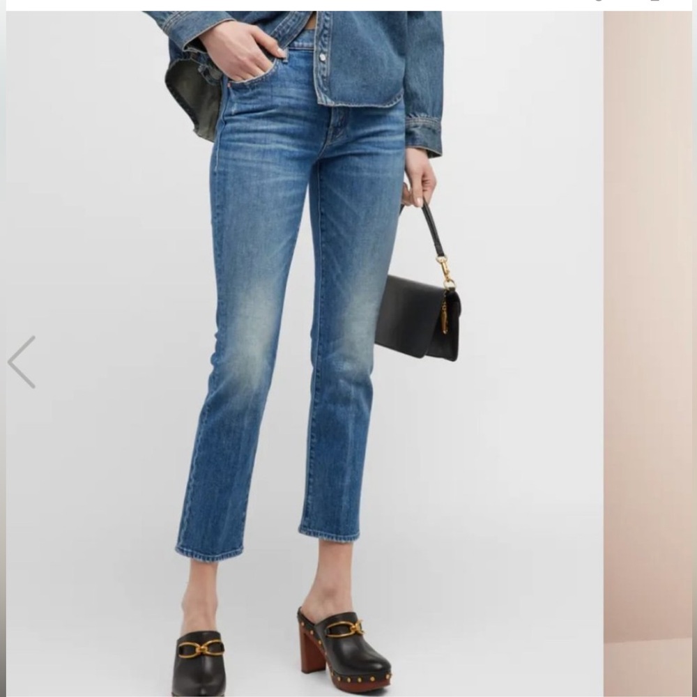 MOTHER High Waisted Rascal crop jeans blue straight leg
